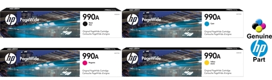 OEM HP M0J85AN, 990A, M0J73AN, M0J77AN, M0J81AN Toner Cartridge, Pack  (black & color), Use in PageWide Pro MFP 772 772dw 777 777z 750dn 750dw  Color